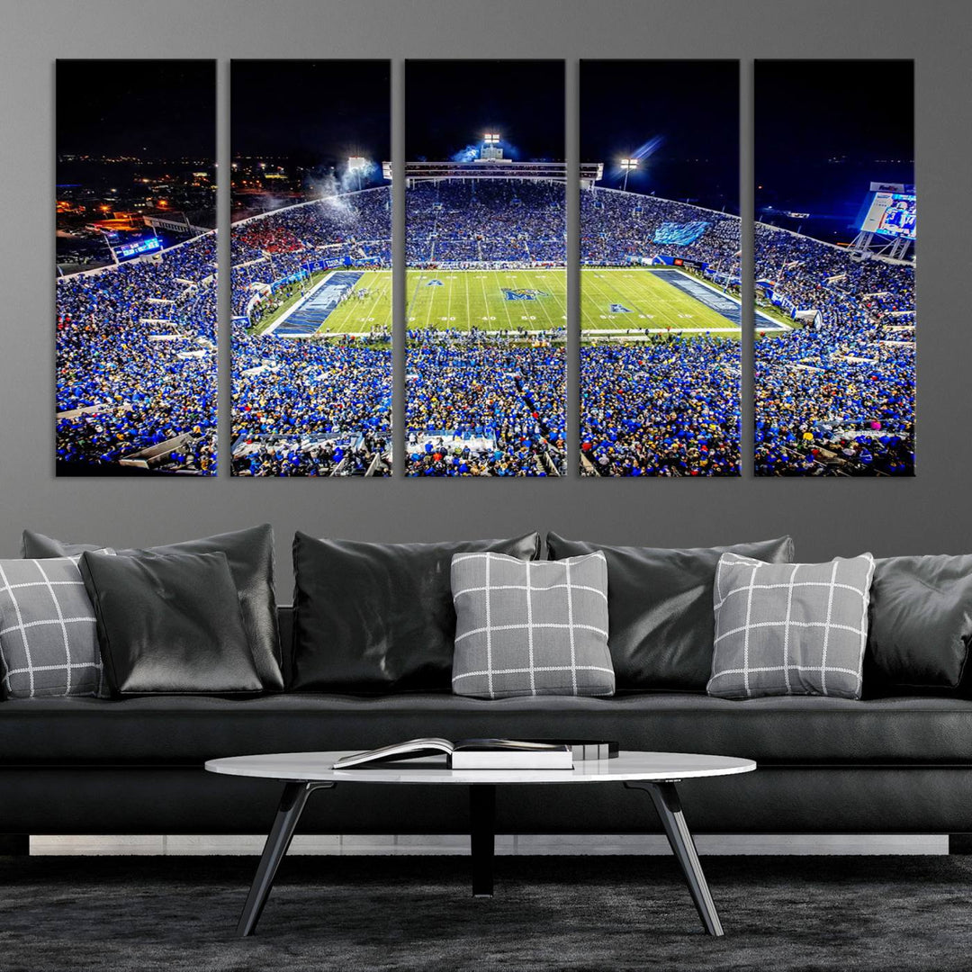 University of Memphis Tigers Football Team Print - Memphis Simmons Bank Liberty Stadium Wall Art Canvas Print