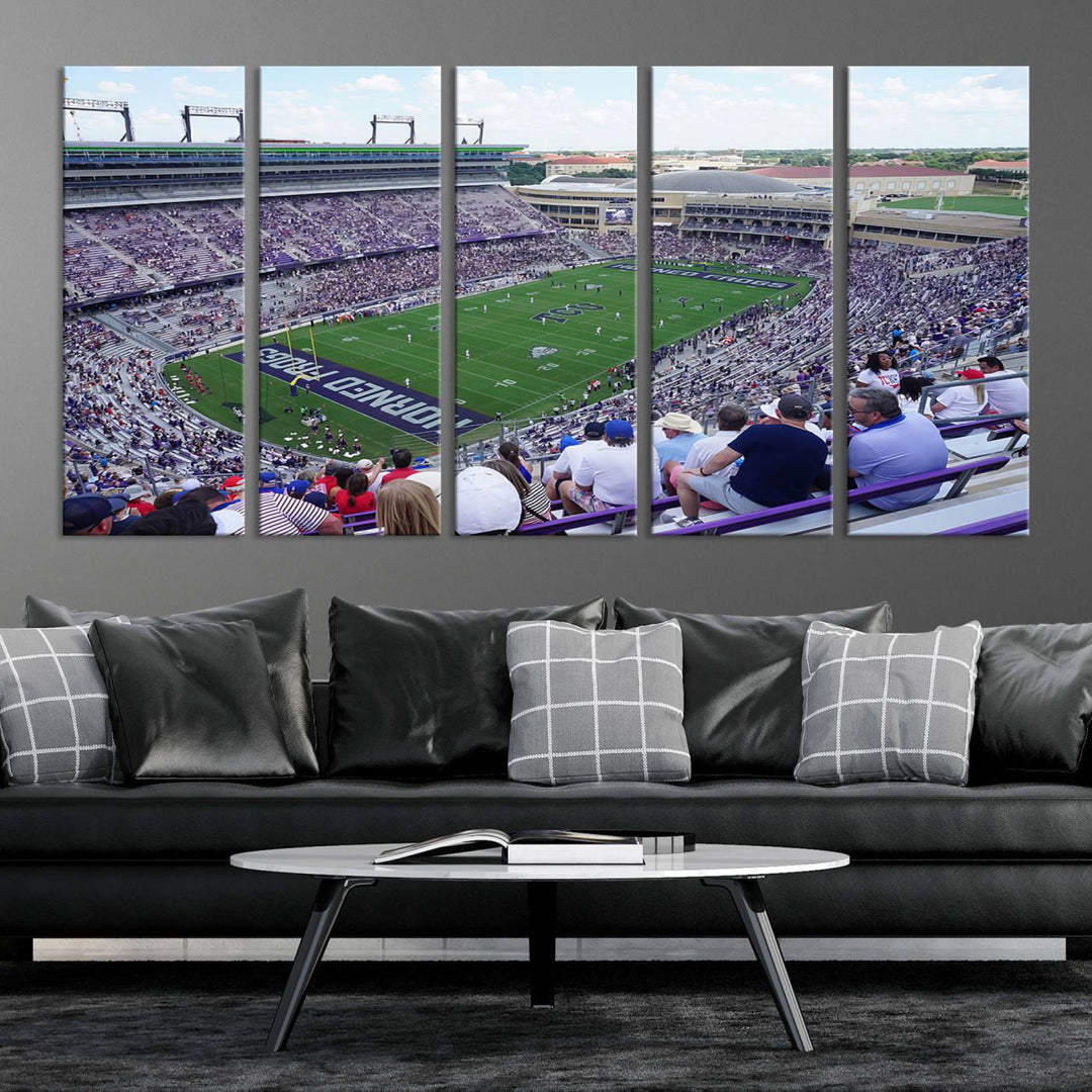 The Texas Christian University TCU Horned Frogs Football Team Print - Fort Worth Amon G. Carter Stadium Wall Art Canvas Print