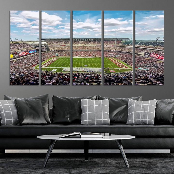 The Temple University Owls Athletics canvas print of a game at Lincoln Financial Field.