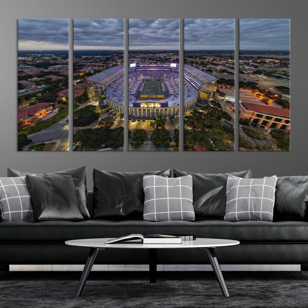 The Louisiana State University Tigers Football Team Print - Baton Rouge Tiger Stadium Wall Art Canvas Print