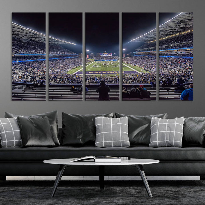 The University of Washington Huskies Football Team Print - Seattle Husky Stadium Wall Art Canvas Print