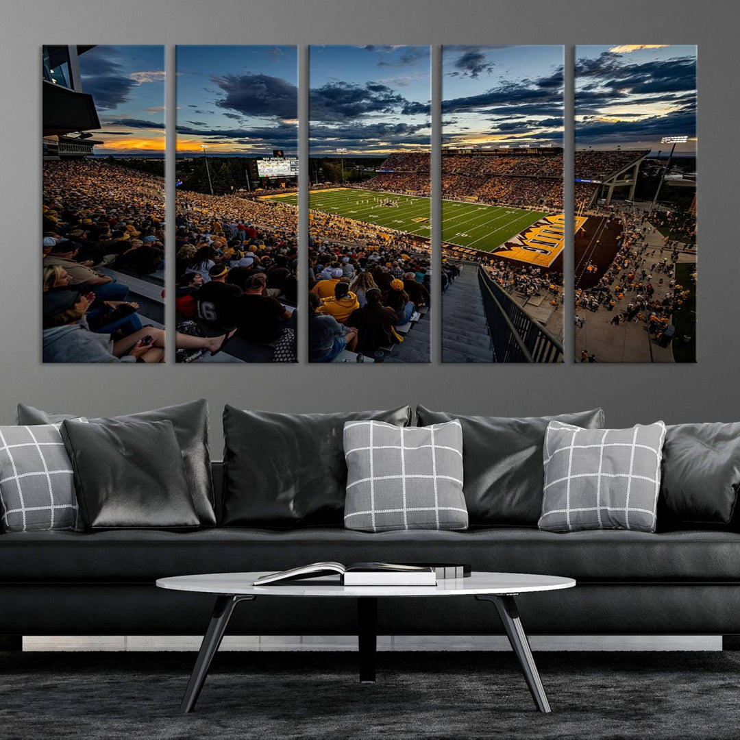 Cowboy Football War Memorial Stadium Wall Art | Ready to Hang Canvas Print of College Football Stadium at Sunset | Perfect for Sports Fans and Football Enthusiasts