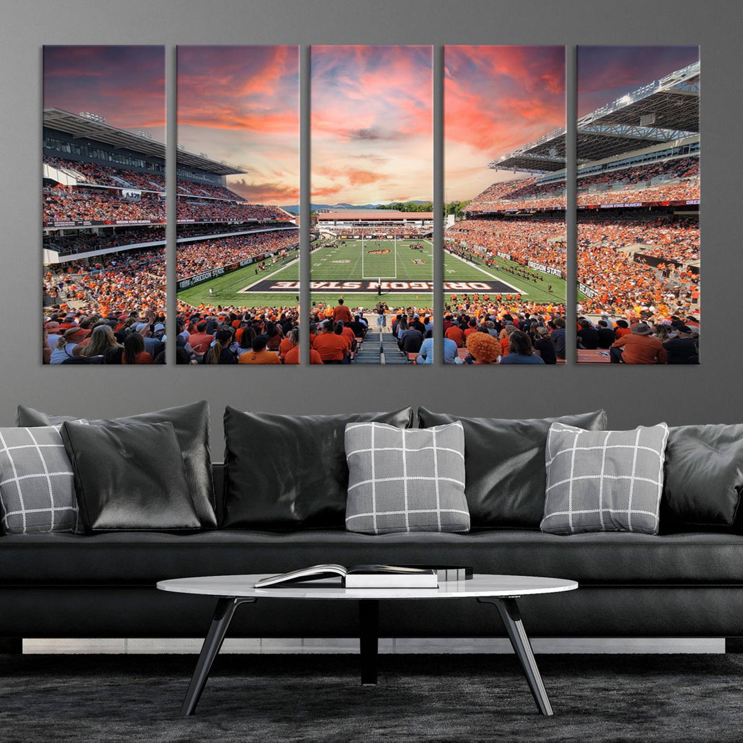 Oregon State Beavers Football Team Print - Corvallis Reser Stadium Wall Art Canvas Print