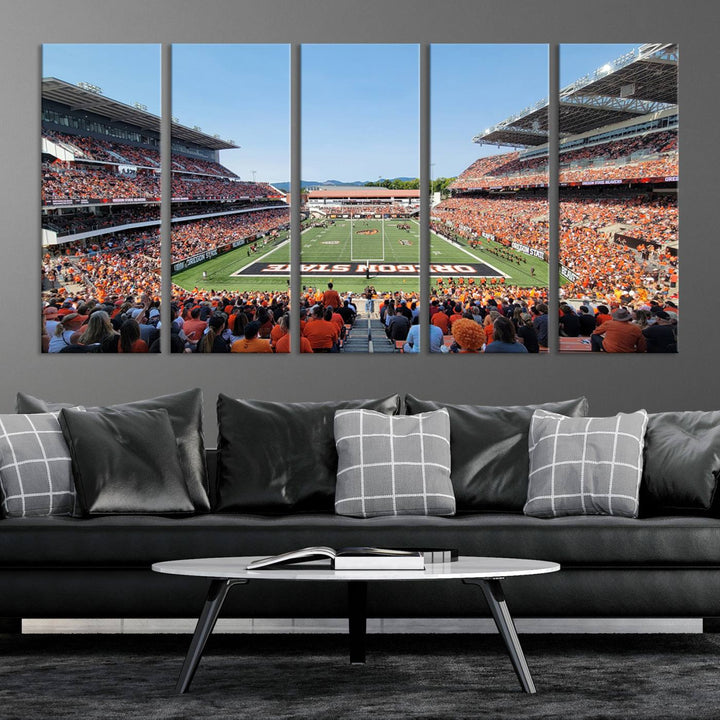 Oregon State Beavers Football Team Print - Corvallis Reser Stadium Wall Art Canvas Print