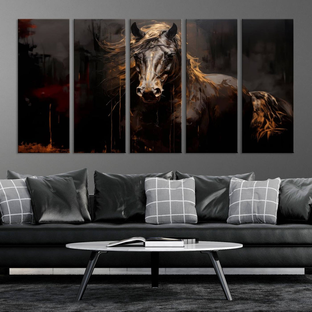 Abstract Black Horse Canvas Print | Abstract Equine Wall Art | Western Decor Print | Horse Lover Gift | Farmhouse & Cabin Wall Art