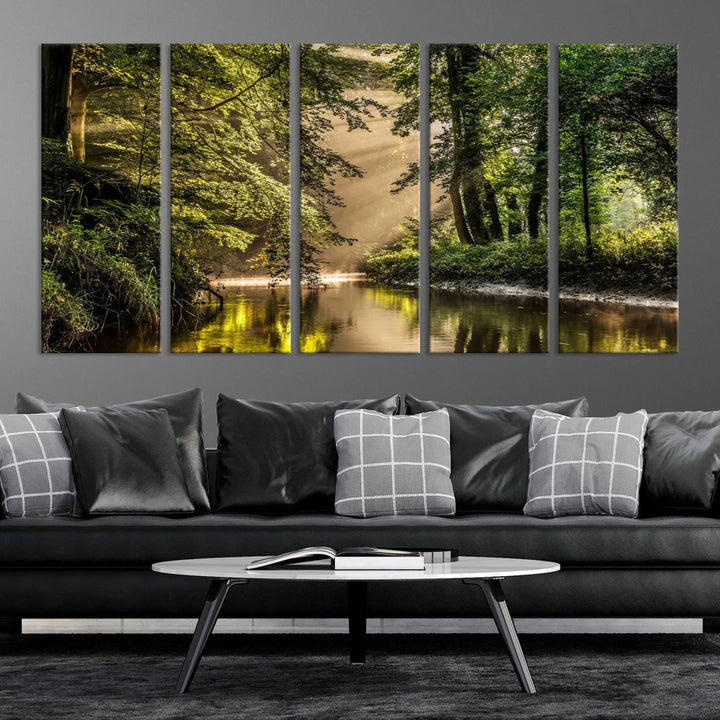 Forest River Landscape Wall Art | Ready to Hang Canvas Print | Perfect for Farmhouse Wall Decor, Cabin Wall Art, Nature-Inspired Home Décor