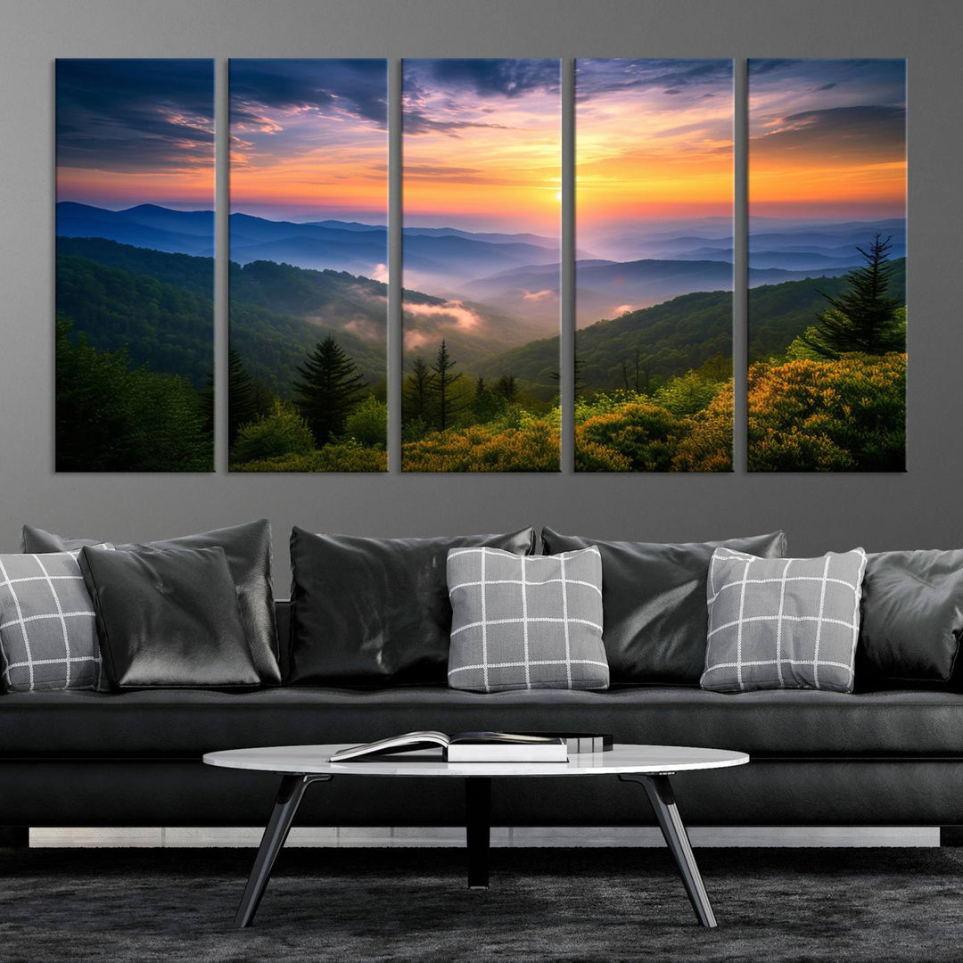 Majestic Mountain Sunrise Landscape Wall Art | Canvas Print Ready to Hang | Perfect for Farmhouse Wall Decor, Cabin Wall Art, Nature Lover’s Retreat