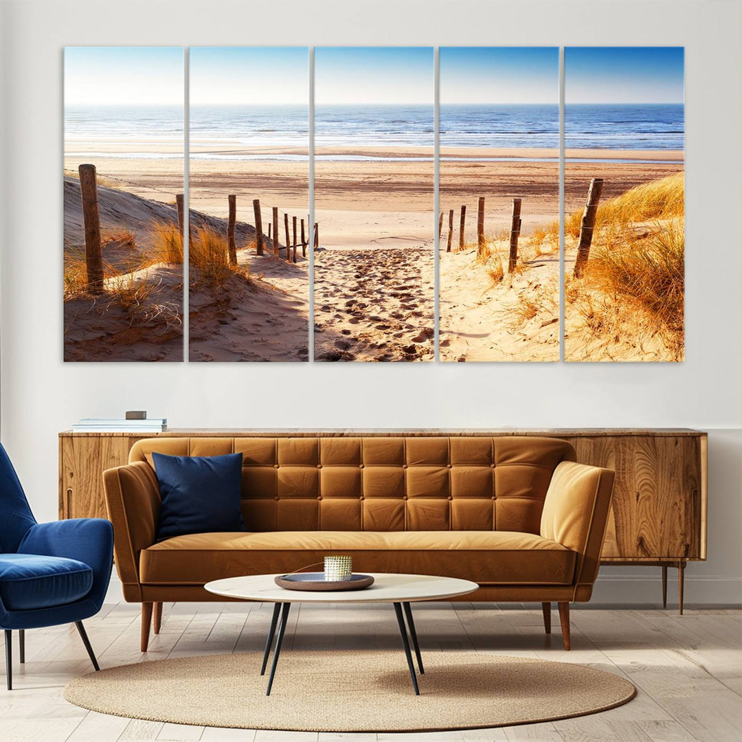 Serene Beach Path Canvas Art, Giclee Canvas Print with Gallery Wrap, Coastal Sand Dunes Wall Art Featuring Canon Print Quality