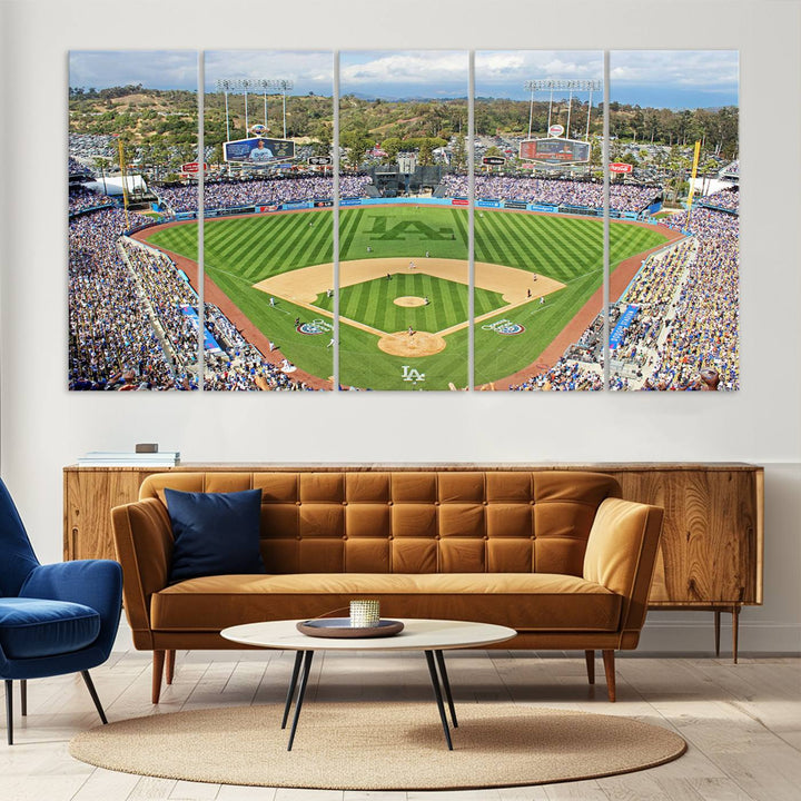 Aerial view of a sunny game day at Citi Field, captured in a 3-panel canvas print wall art.