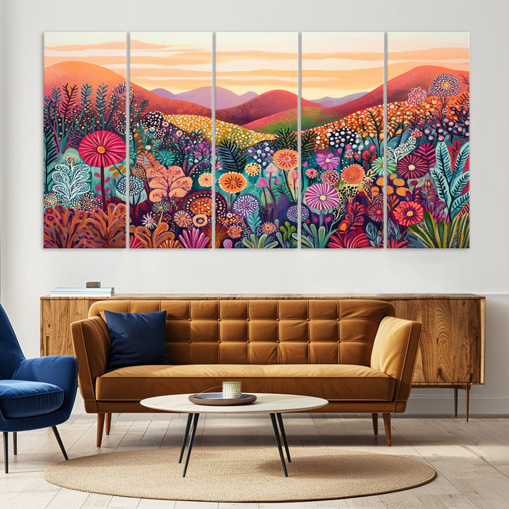 Yayoi Kusama 1986 Wall Art Print—a vibrant, Wabi Sabi abstract landscape that enhances tranquility.