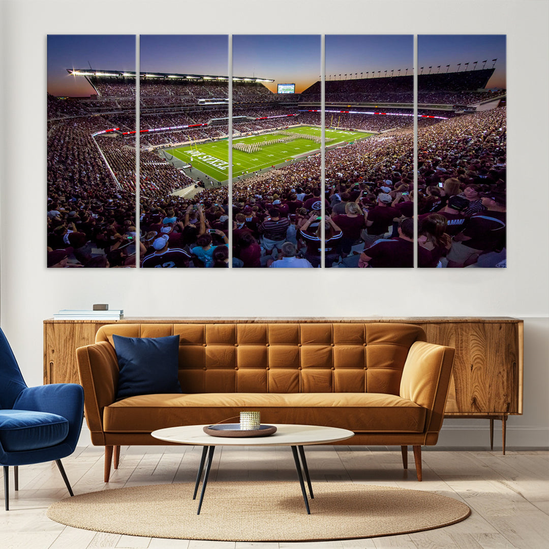 Texas A&M University Aggies Football Team Print - College Station Kyle Field Stadium Wall Art Canvas Print