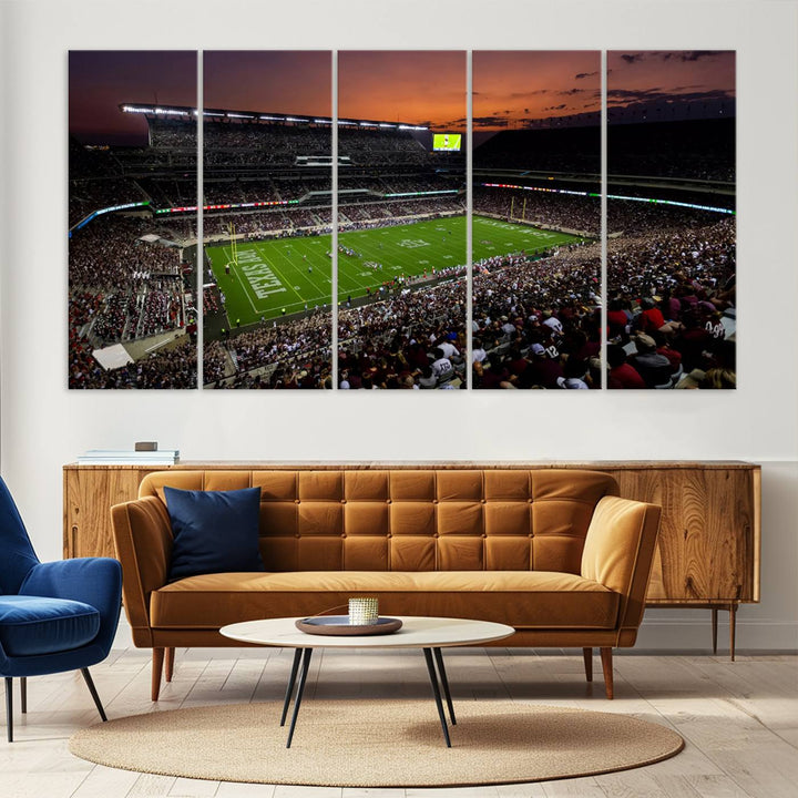 Canvas print of the Texas A&M University Aggies football team at Kyle Field Stadium.