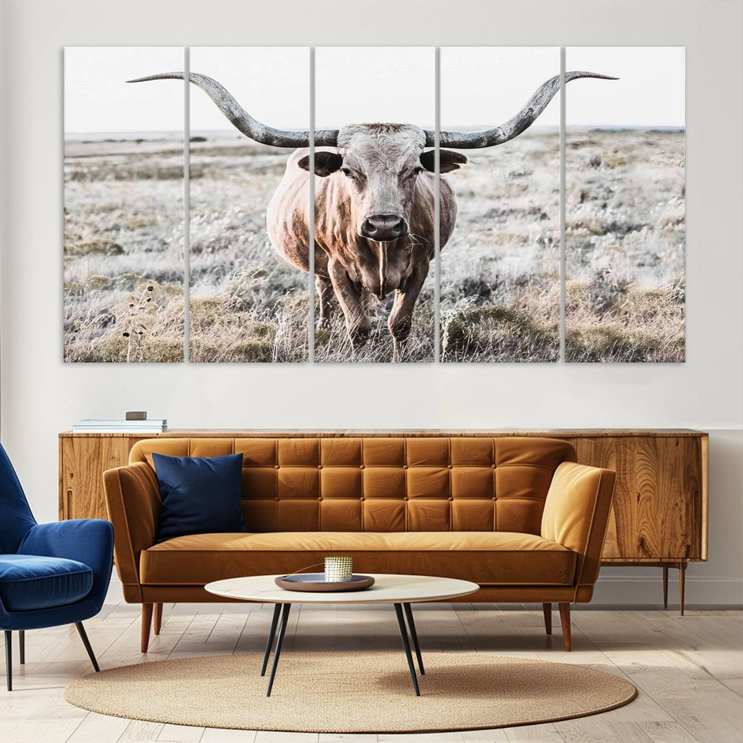 The Rustic Texas Longhorn Canvas Print adds charm to your decor.