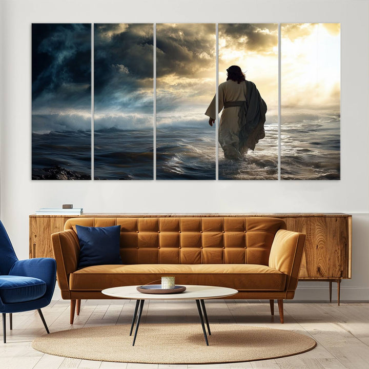 Jesus Walking on Water Wall Art | Canvas Print | Ready to Hang | Christian Home Decor | Spiritual Faith Wall Art | Inspirational Religious Wall Decor