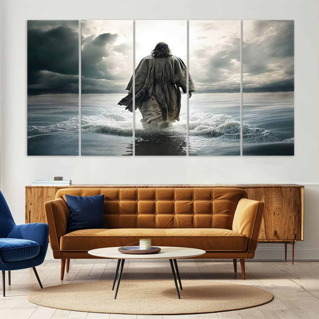 Jesus Walking on Water Wall Art | Canvas Print | Ready to Hang | Christian Home Decor | Spiritual Faith Wall Art | Inspirational Religious Wall Decor