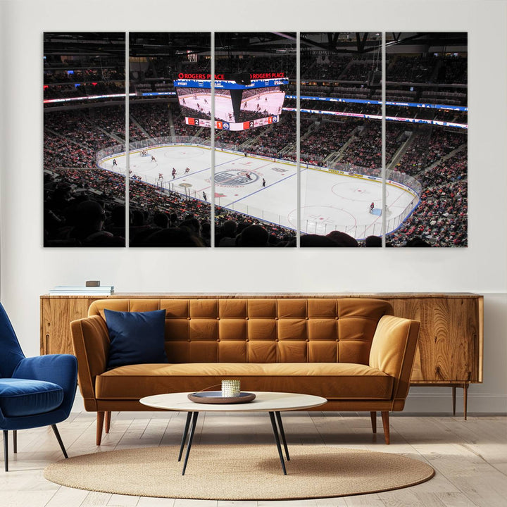 Rogers Place Edmonton Oilers Ice Hockey Stadium Wall Art Canvas Print