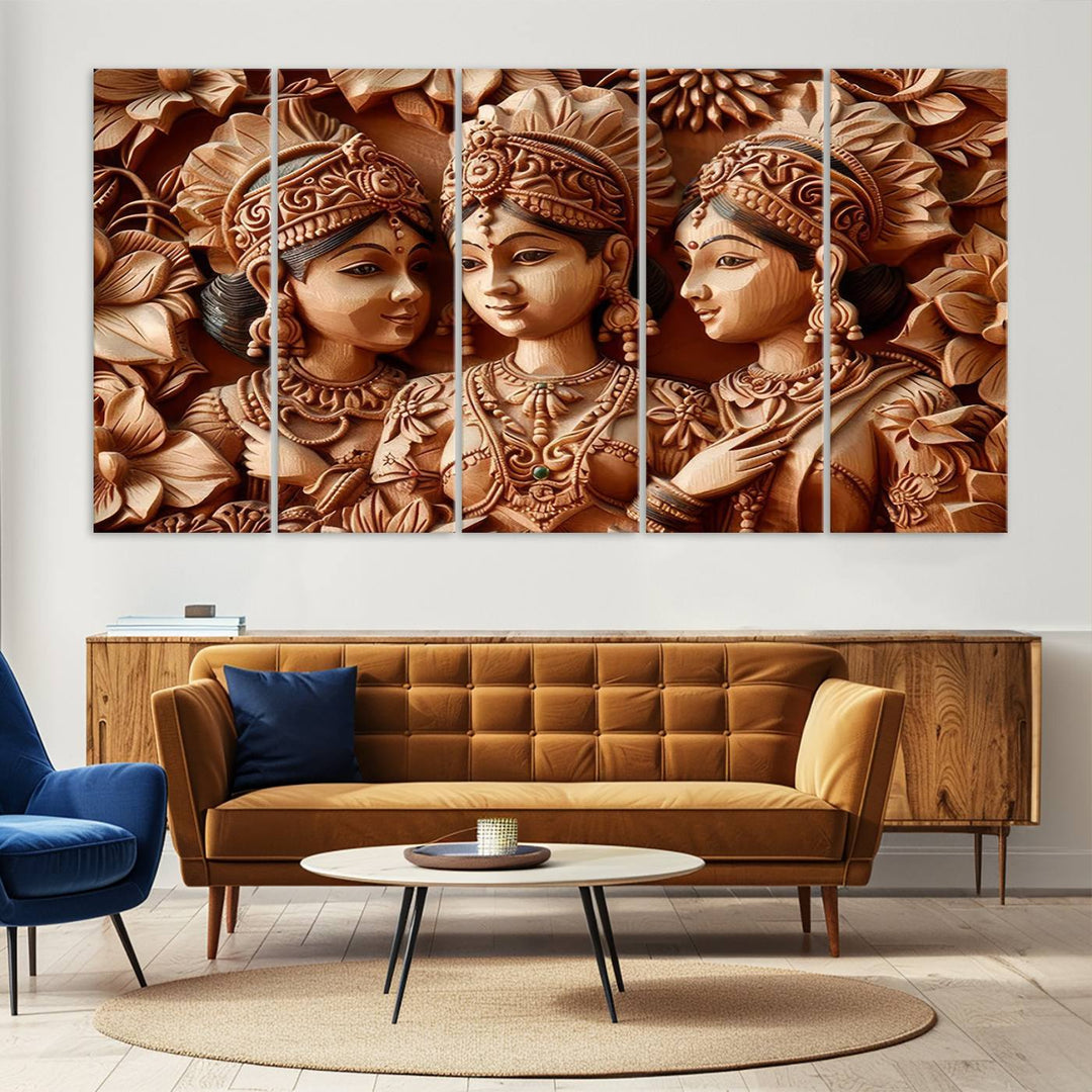 Indian Woman Statue Wall Art Canvas Print