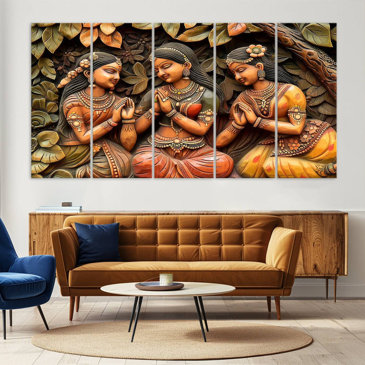 Indian Woman Statue Wall Art Canvas Print