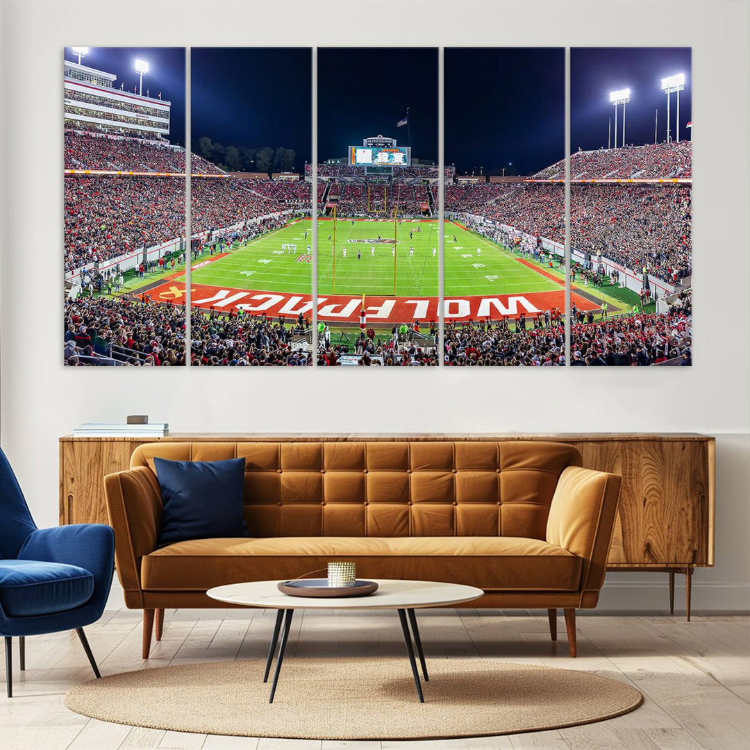 NC State Wolfpack Football Team Print - Raleigh Carter-Finley Stadium Wall Art Canvas Print