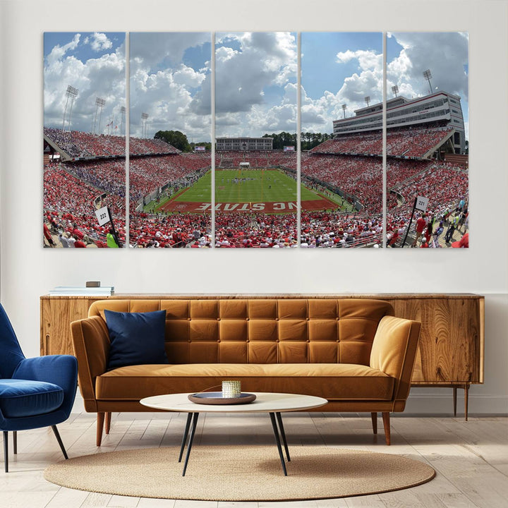 NC State Wolfpack Football Team Print - Raleigh Carter-Finley Stadium Wall Art Canvas Print