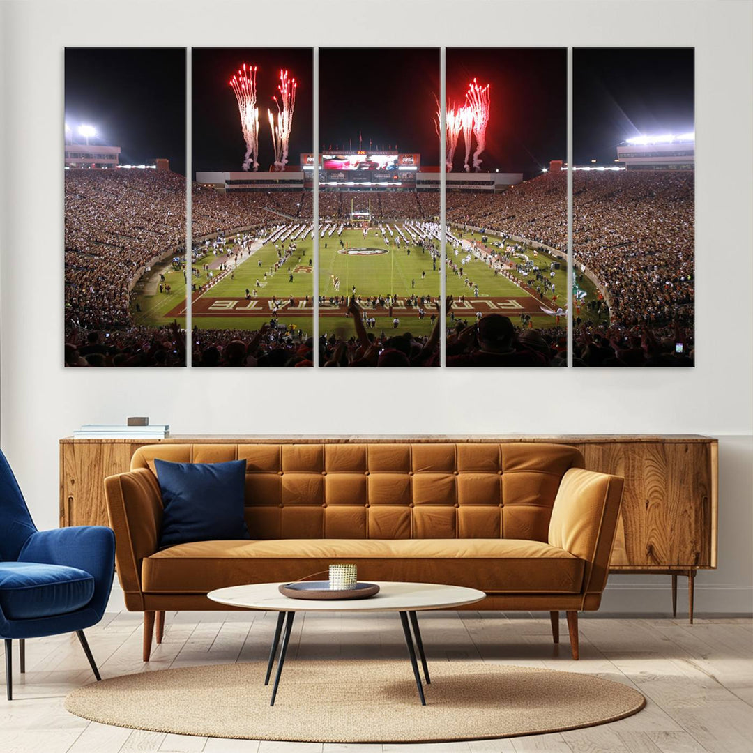 Florida State Seminoles Football Team Print - Tallahassee Doak Campbell Stadium Wall Art Canvas Print