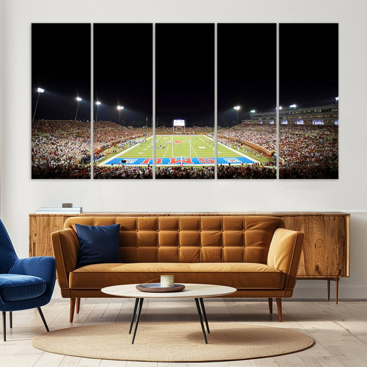 SMU Mustangs Football Team Print - Dallas Gerald J. Ford Stadium Wall Art Canvas Print