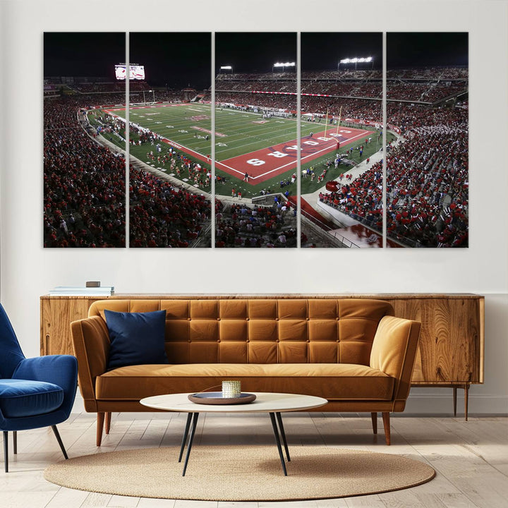 Houston Cougars Football Team Print - Houston TDECU Stadium Wall Art Canvas Print