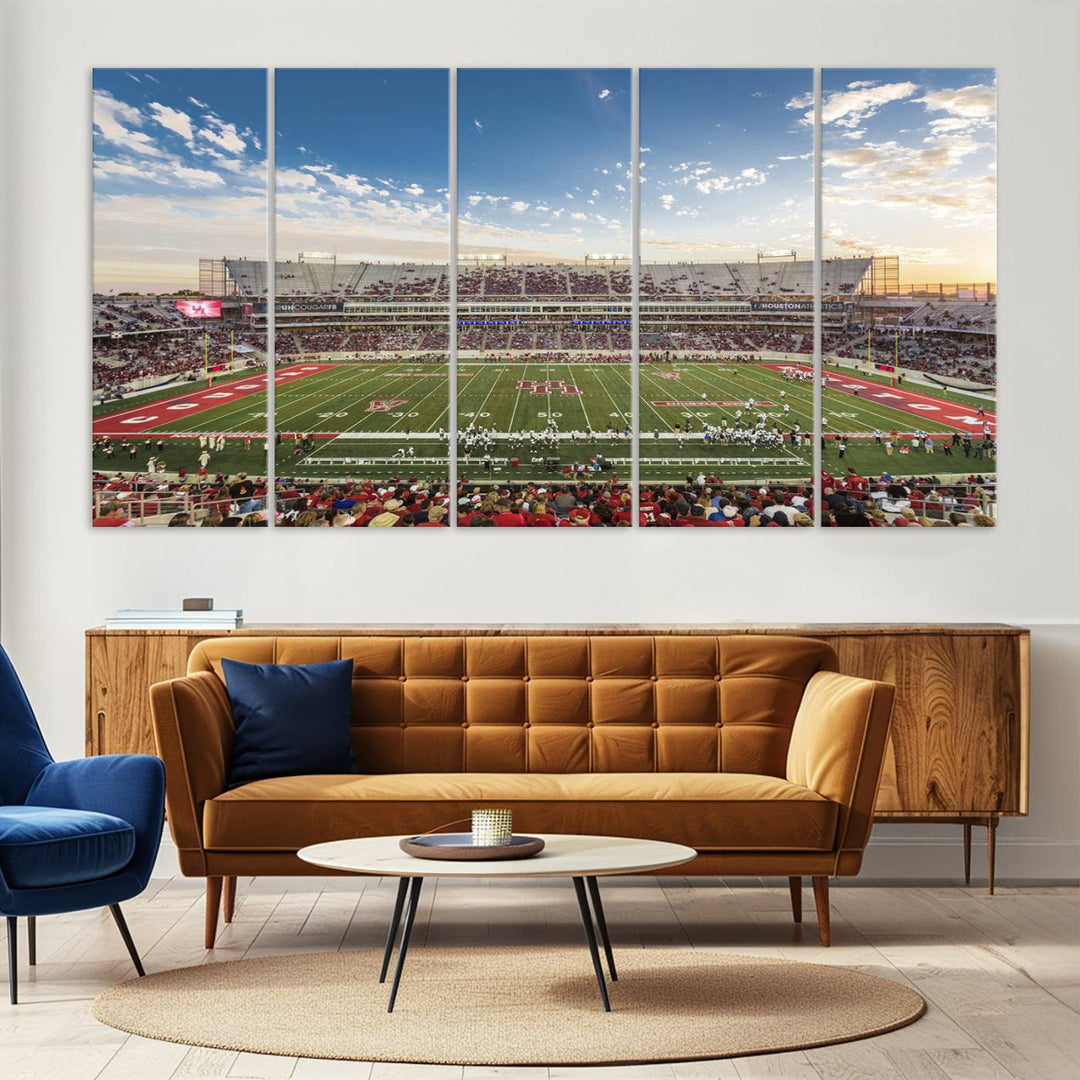 Houston Cougars Football Team Print - Houston TDECU Stadium Wall Art Canvas Print