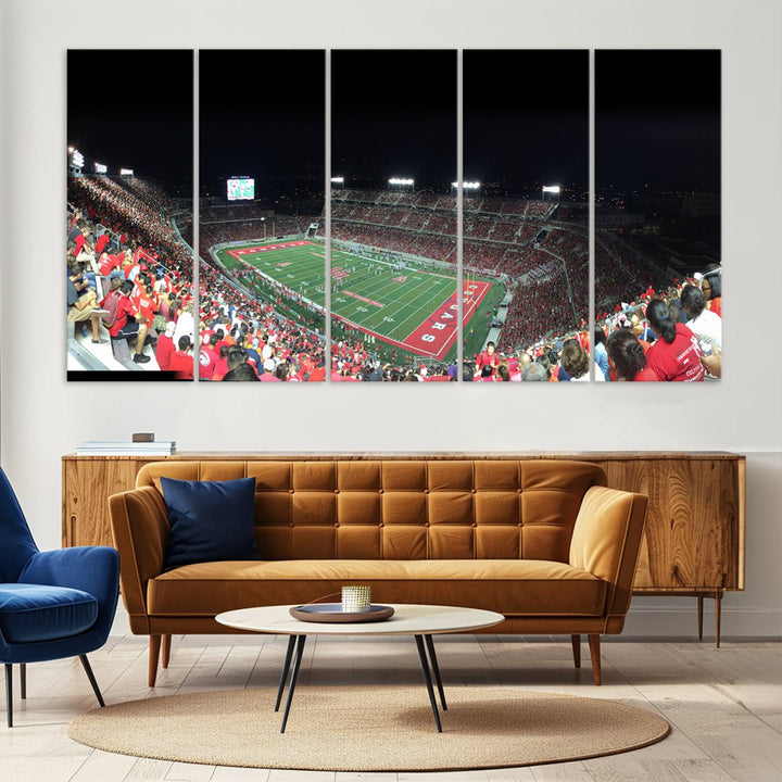 Houston Cougars Football Team Print - Houston TDECU Stadium Wall Art Canvas Print