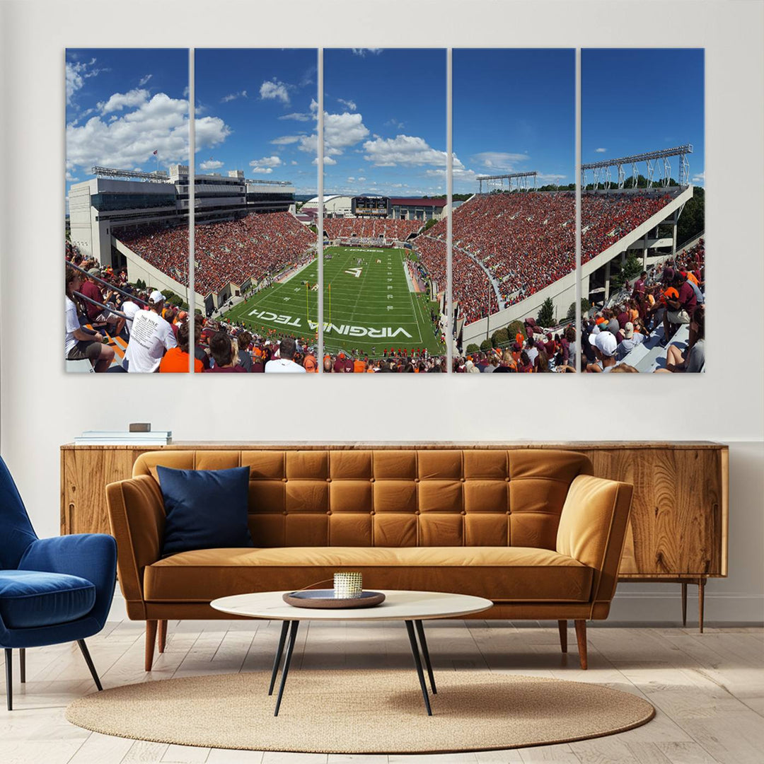 Virginia Tech Hokies Football Team Print - Blacksburg Lane Stadium Wall Art Canvas Print