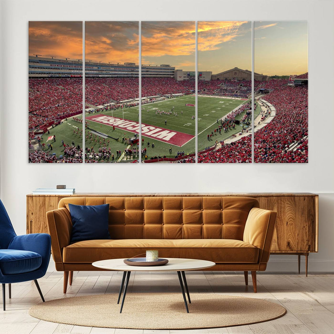 Wisconsin Badgers Football Team Print - Madison Camp Randall Stadium Wall Art Canvas Print