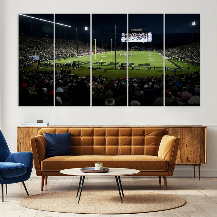 Purdue Boilermakers Football Team Print - West Lafayette Ross–Ade Stadium Wall Art Canvas Print