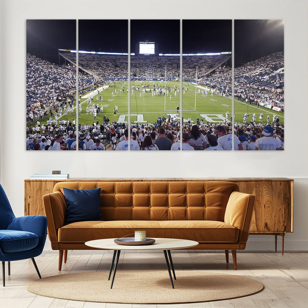 Brigham Young University Cougars Football Team Print - Provo LaVell Edwards Stadium Wall Art Canvas Print.