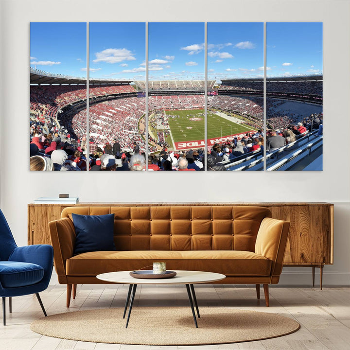 University of Alabama Crimson Tide Football Team Print - Tuscaloosa Bryant-Denny Stadium Wall Art Canvas Print