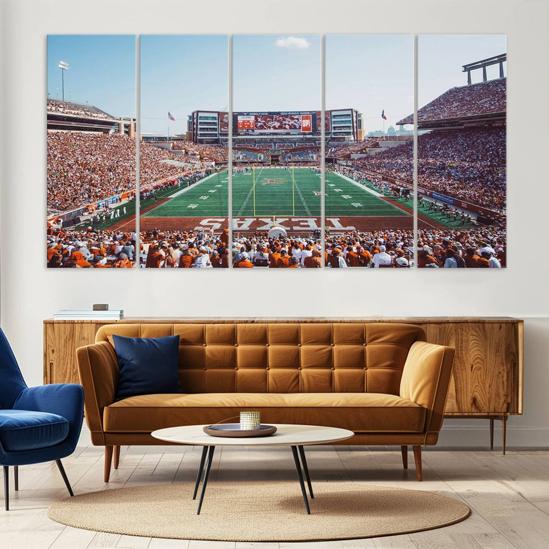 University of Texas Longhorns Football Team Print - Austin Darrell K Royal-Texas Memorial Stadium at Campbell-Williams Field Wall Art Canvas Print