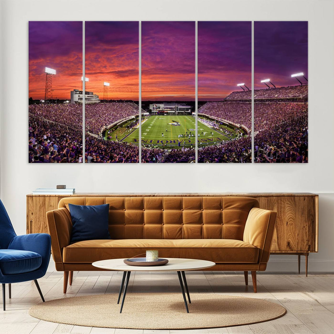 East Carolina University Pirates Football Team Print - Greenville Dowdy-Ficklen Stadium Wall Art Canvas Print