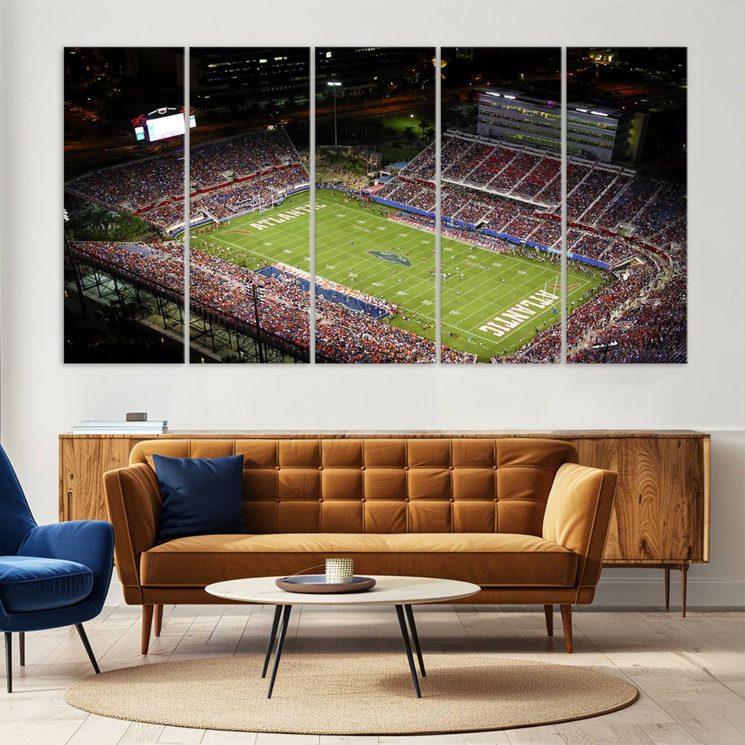 Florida Atlantic University Owls Football Team Print - Boca Raton FAU Stadium Wall Art Canvas Print