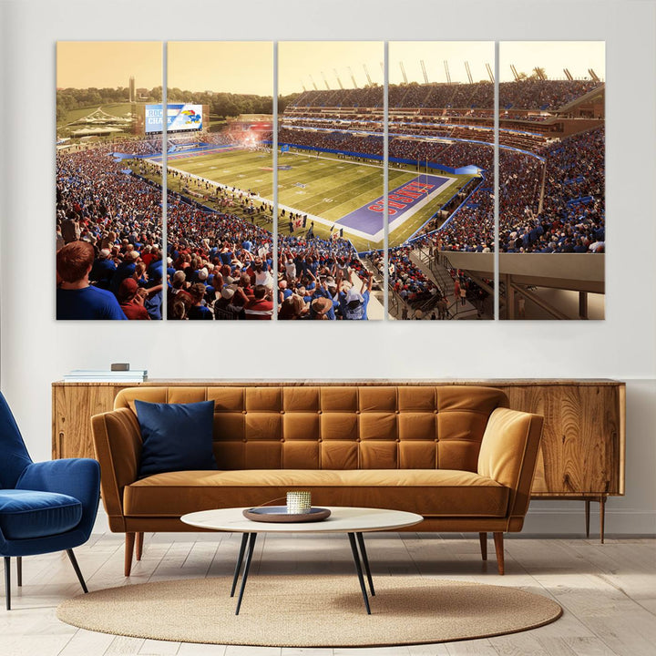 University of Kansas Jayhawks Football Team Print - Lawrence Kansas Memorial Stadium Wall Art Canvas Print