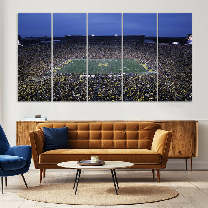 University of Michigan Wolverines Football Team Print - Ann Arbor Michigan Stadium Wall Art Canvas Print