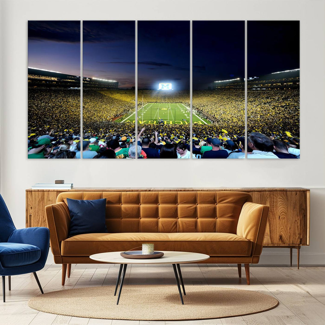 University of Michigan Wolverines Football Team Print - Ann Arbor Michigan Stadium Wall Art Canvas Print