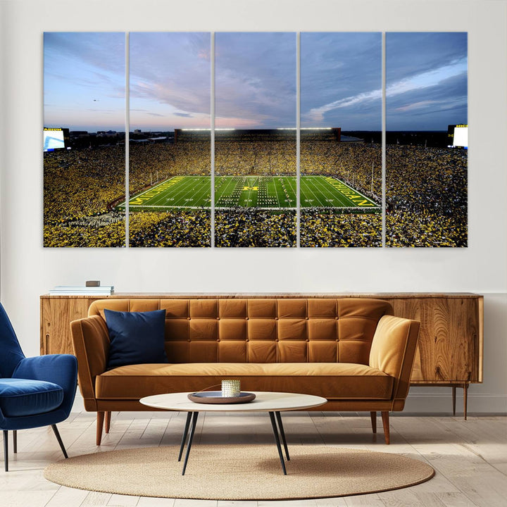 University of Michigan Wolverines Football Team Print - Ann Arbor Michigan Stadium Wall Art Canvas Print