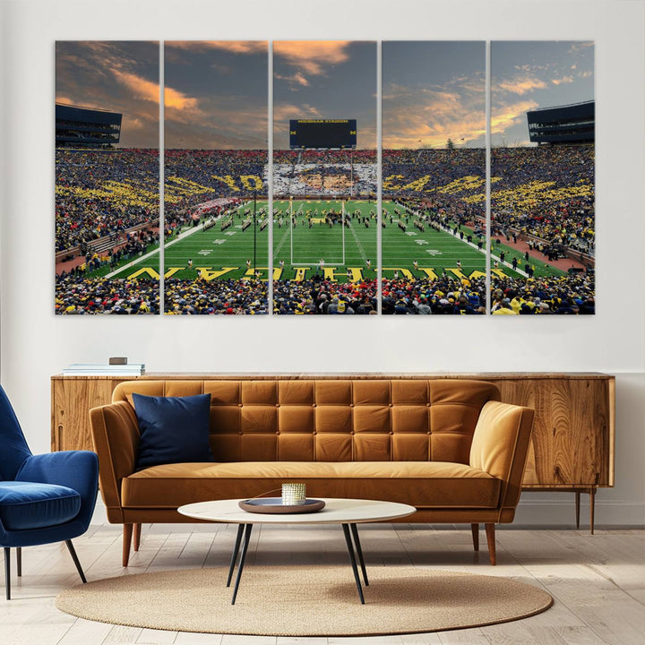 University of Michigan Wolverines Football Team Print - Ann Arbor Michigan Stadium Wall Art Canvas Print