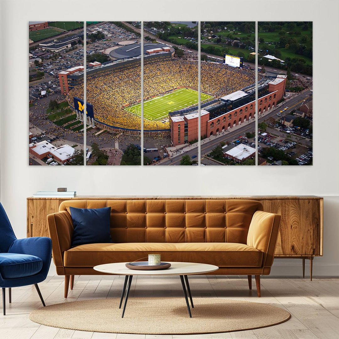 University of Michigan Wolverines Football Team Print - Ann Arbor Michigan Stadium Wall Art Canvas Print