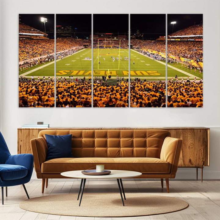 ASU Sun Devils Football Team Print - Phoenix Mountain America Stadium Wall Art Canvas Print