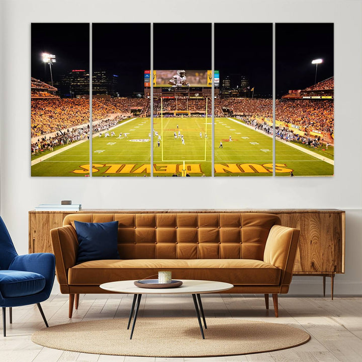 ASU Sun Devils Football Team Print - Phoenix Mountain America Stadium Wall Art Canvas Print