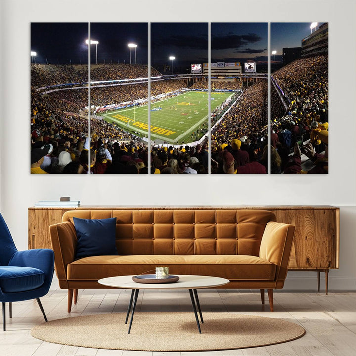 ASU Sun Devils Football Team Print - Phoenix Mountain America Stadium Wall Art Canvas Print