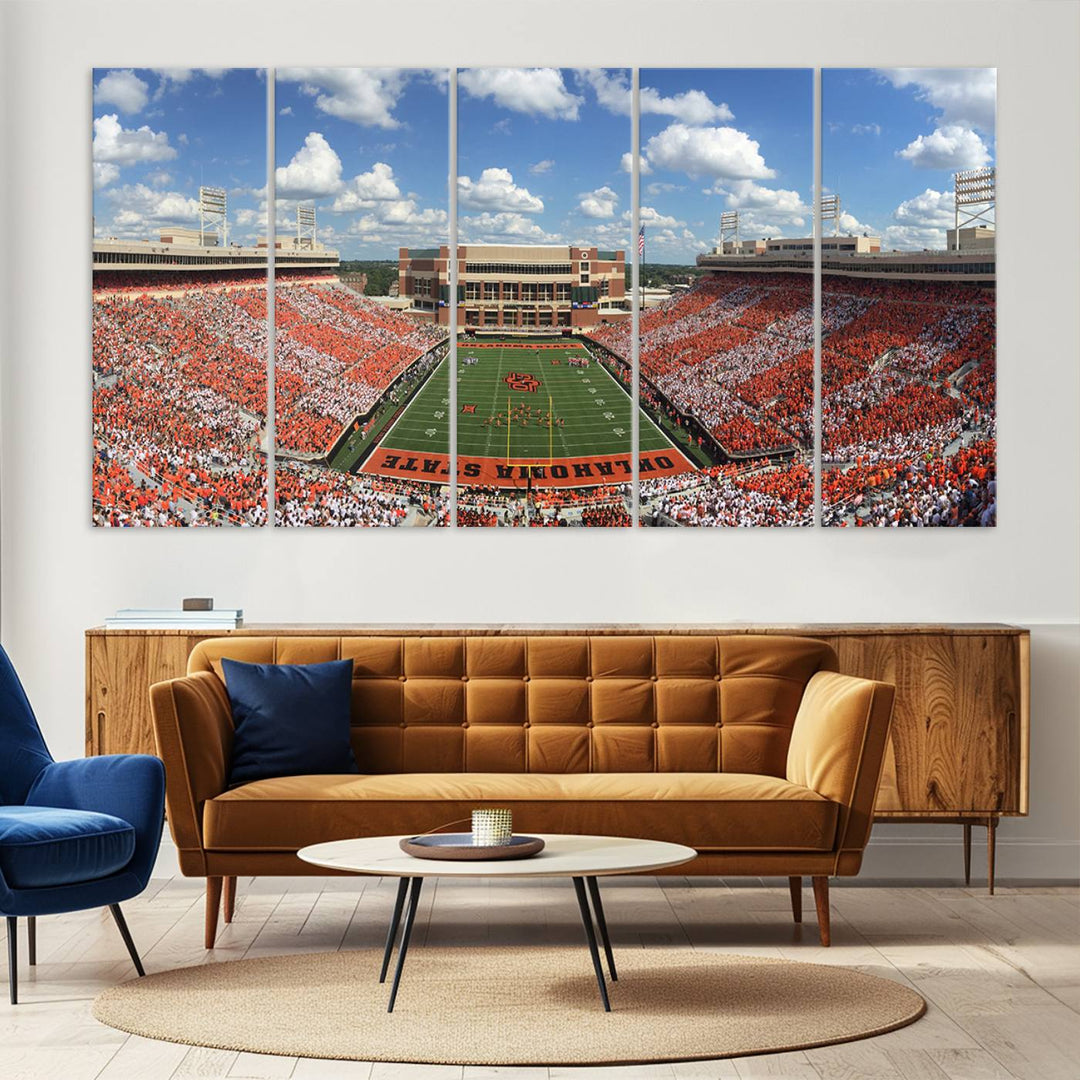 Oklahoma State Cowboys Football Team Print - Stillwater Boone Pickens Stadium Wall Art Canvas Print