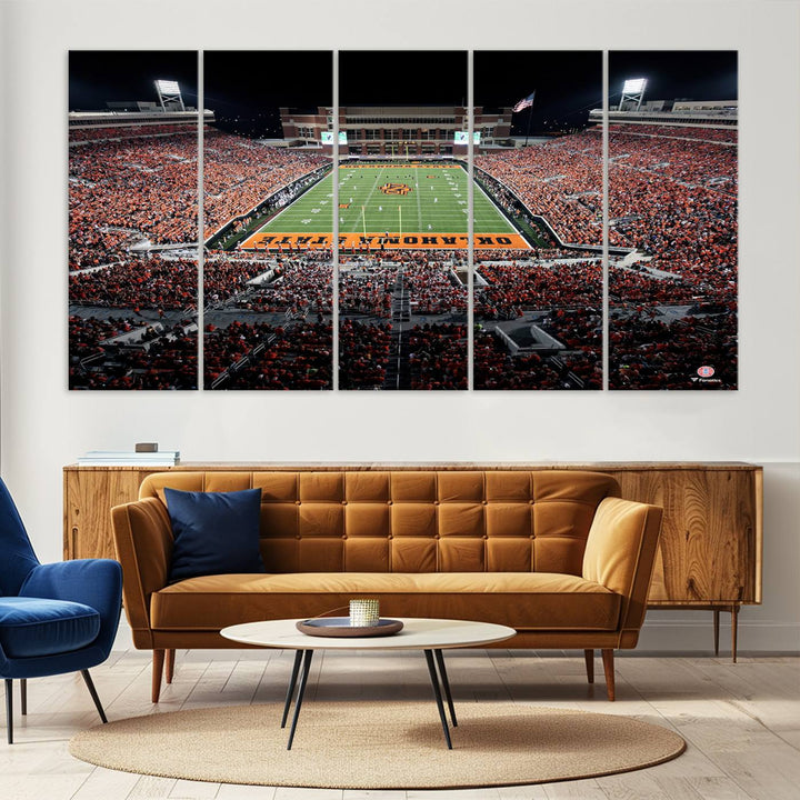 Oklahoma State Cowboys Football Team Print - Stillwater Boone Pickens Stadium Wall Art Canvas Print