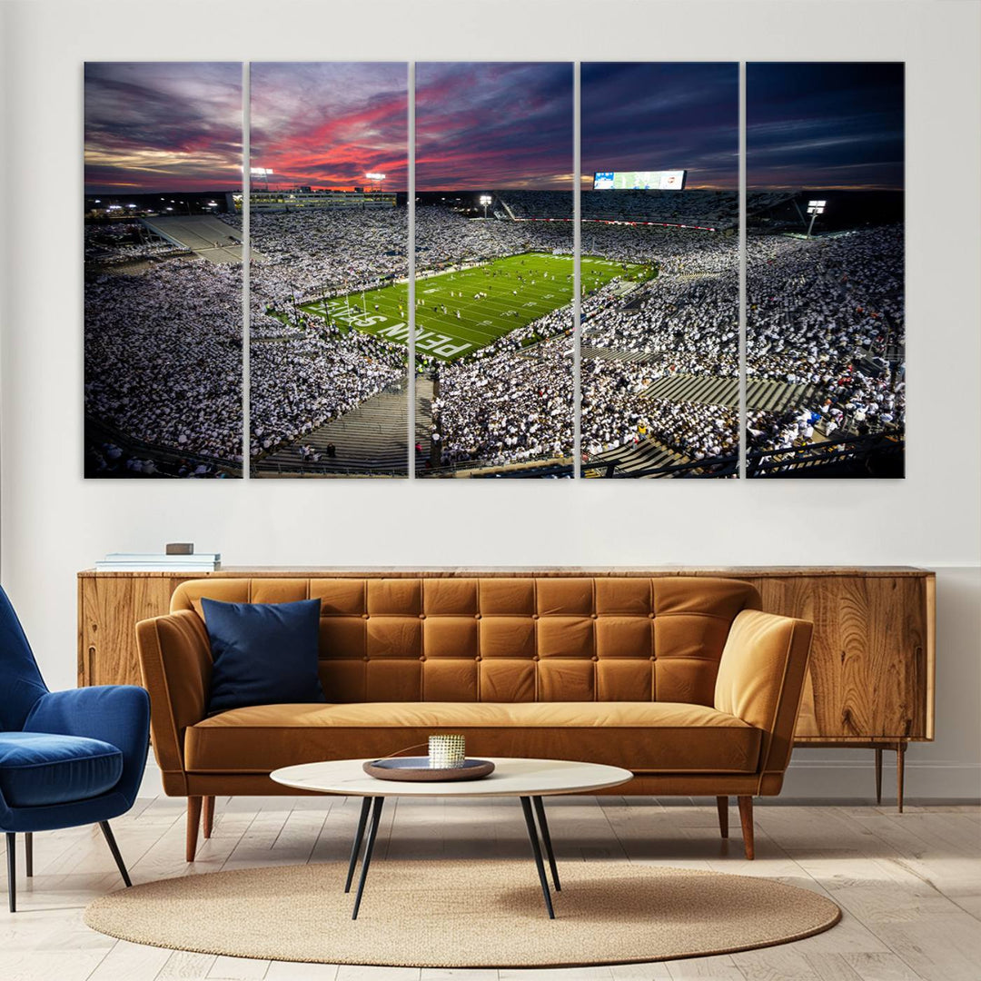 Penn State Nittany Lions Football Team Print - University Park Beaver Stadium Wall Art Canvas Print