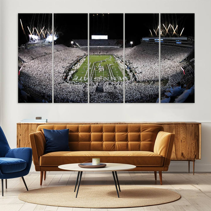 Penn State Nittany Lions Football Team Print - University Park Beaver Stadium Wall Art Canvas Print